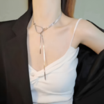 Shop Elegant Silver Tassel Drop Necklace