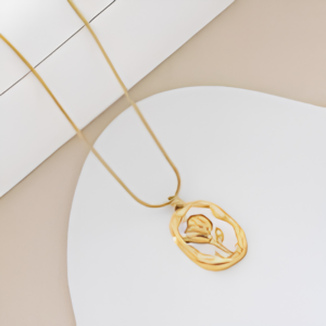 Vintage-Inspired Rose Inlay Pendant Necklace