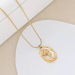 Vintage-Inspired Rose Inlay Pendant Necklace