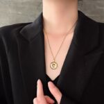Golden Serpent Ribbed Circle Necklace